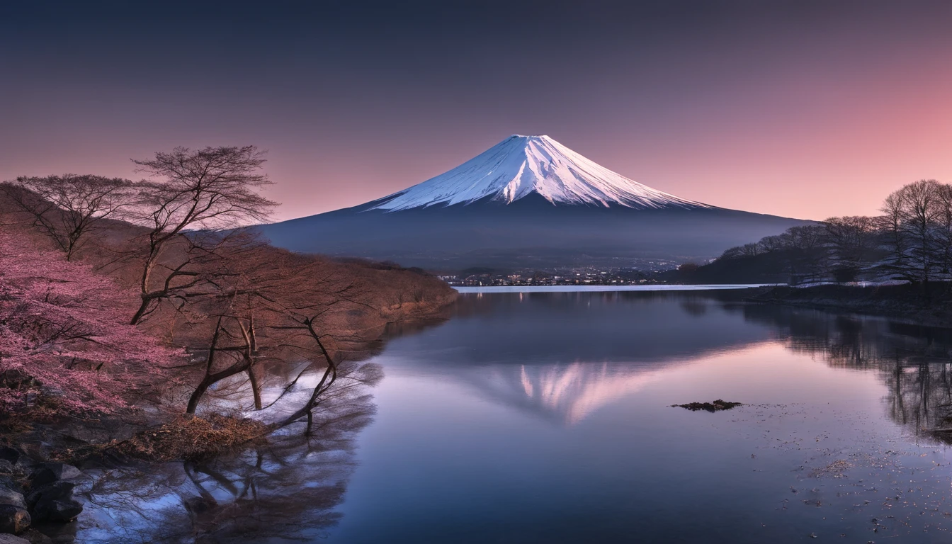 Mt fuji、morning glow、grand、Dynamic landscapes、midwinter、a picture、realisitic