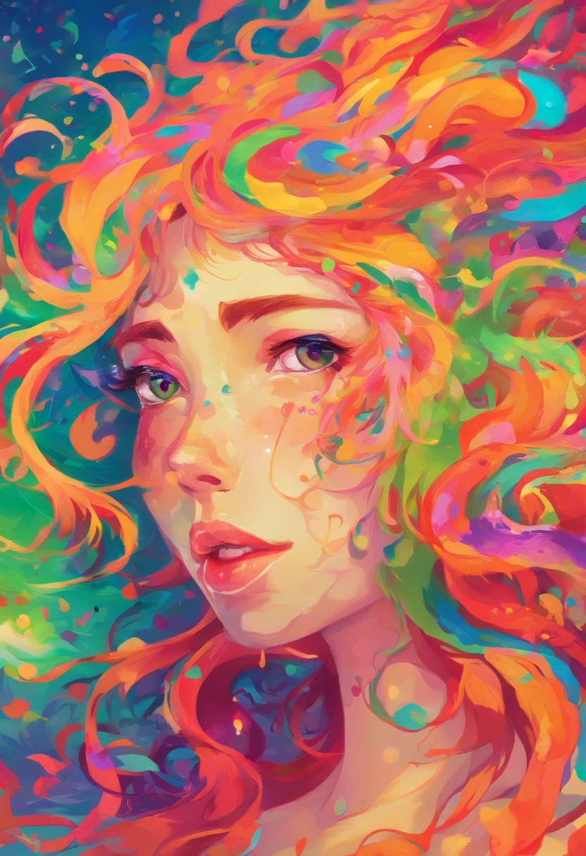 ((top-quality, 8K)), (Realistic), (Face Focus: 1.1), (verdant: 1.3), Kawaii Girl, Hair fluttering in the wind, Facing to the side, Look up at your face, Eyes closed, (barechested: 1.1)、D Cup Breasts,Countless rains