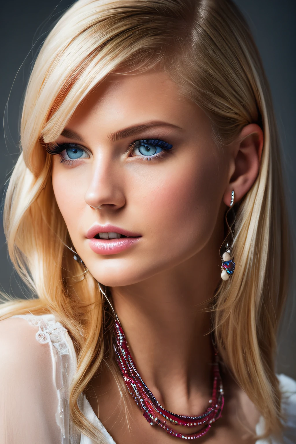 Slender, young, short blonde hair, blue eyes, in office board rrom with desk, wearing business clothes, full body, natural skin texture, 24mm, 4K textures, soft cinematic light, RAW photography, photorealistic, photorealistic, hyperrealistic, complex, elegant, highly detailed, sharp focus, (((cinematic look))), calm Tone, Insane Detail, Complex Detail, Ultra Detail, High Contrast, Soft Cinematic Light, Dim Colors, Exposure Blending, HDR, Faded, Cold, Waist Thin, Well-Proportioned, (8k, 4k, Top Quality, Hi-Res: 1.1), (Realistic, Hyperrrealistic, Photorealistic: 1.1), Twin Tails, Blonde Hair, Bangs, Long Hair, Necklace, Earrings, Lips, Eye Shadow, Jewelry, Spaghetti Straps, Detail, High Contrast, srfc, stunning complex full color, spectacular character composition, sharp focus, natural light, sub-surface scatter, f2, 35mm, film grain