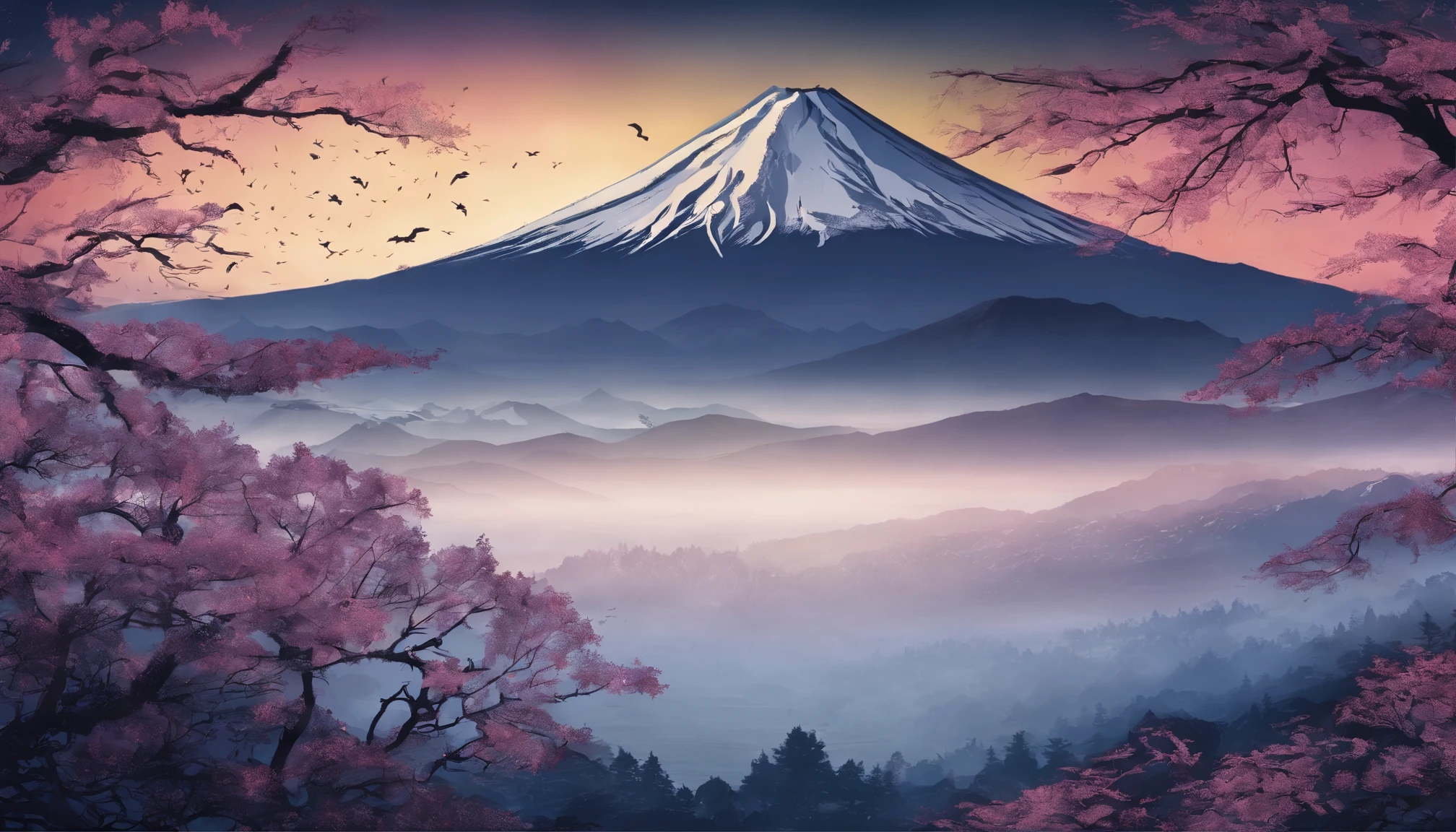 New Year's card、Mt fuji、morning glow、grand、Dynamic landscapes、New Year’s Day、January
