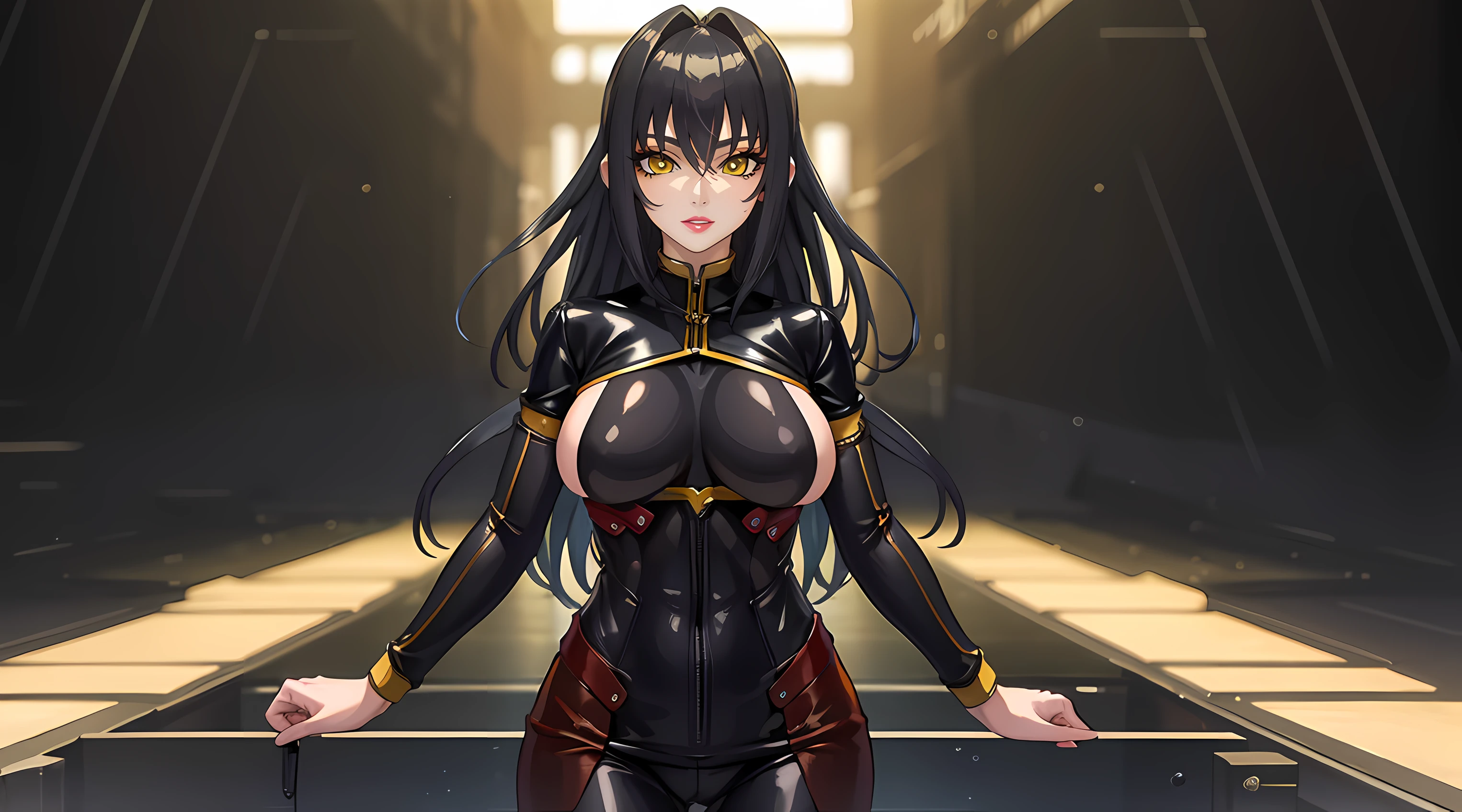 (masterpiece:1.4),(best quality:1.4), soft lighting, sunny light, beautiful face, beautiful eyes, cowboy shot,
Annerose, 1girl, solo, female mature, black hair, long hair, (yellow eyes:1.4), large breasts, bodysuit, shiny clothes, skin tight, hair intakes, covered breasts, exquisite eyes detail, exquisite character design unity details 8k hdr, professional art, landscape, (solo:1.5, 1girl:1.4, cowboy shot:1.5), day, stand in middle crowded girls, sexy body, milf, 35 years old girl, big thighs, sexy waist, fully covered breasts, cheerful,