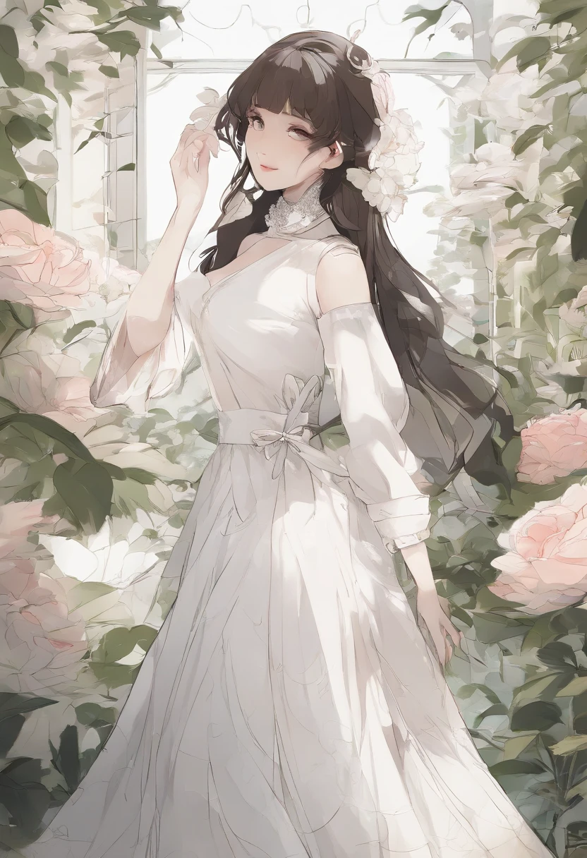 anime girl in a white dress holding a flower in a garden, beautiful anime artwork, beautiful anime art, guweiz on pixiv artstation, guweiz on artstation pixiv, beautiful anime, by Yang J, a beautiful artwork illustration, beautiful anime portrait, artwork in the style of guweiz, anime fantasy artwork, anime art wallpaper 4 k