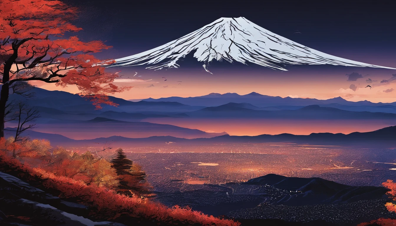 Mt fuji、morning glow、grand、Dynamic landscapes、midwinter、a picture、realisitic