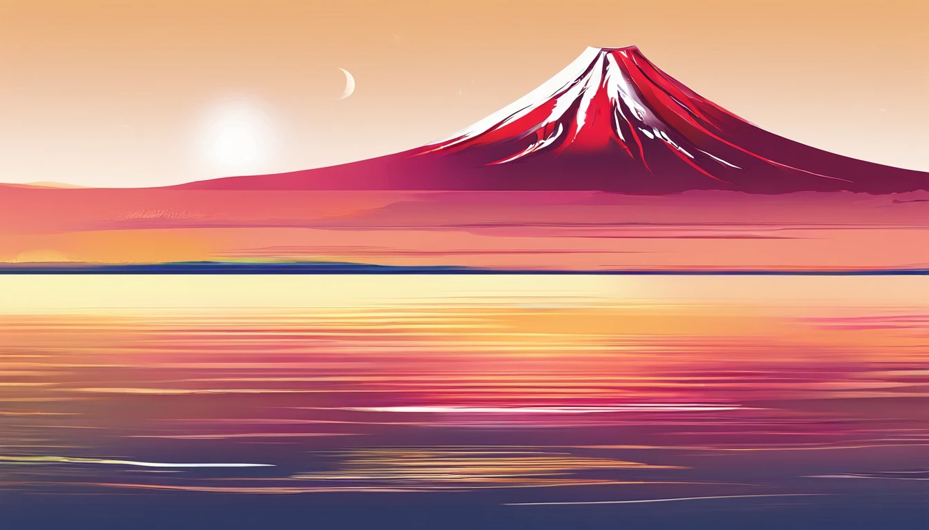 Mt fuji、morning glow、grand、Dynamic landscapes、midwinter、a picture、realisitic