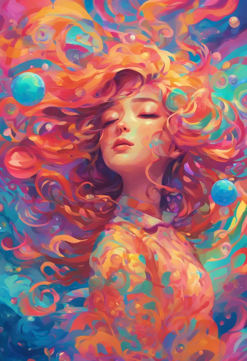((top-quality, 8K)), (Realistic), (Face Focus: 1.1), (verdant: 1.3), Kawaii Girl, Hair fluttering in the wind, Looking up with your face facing the sky、Eyes closed, (barechested: 1.1)、D Cup Breasts、Countless rains、Countless soap bubbles、