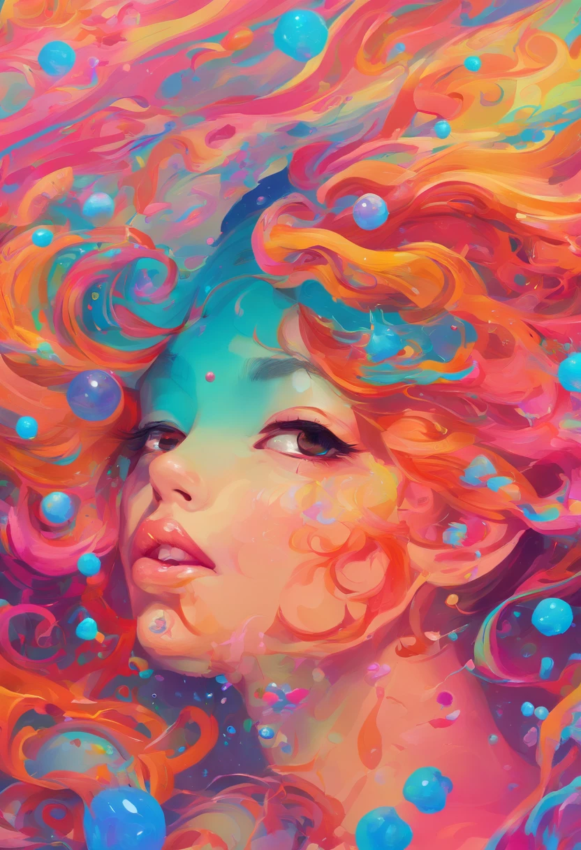 ((top-quality, 8K)), (Realistic), (Face Focus: 1.1), Kawaii Girl, Hair fluttering in the wind, Look up with your face facing the sky、Eyes closed, (nudde: 1.3)、D Cup Breasts、Countless rains、Countless soap bubbles、Hands are touching the cheeks