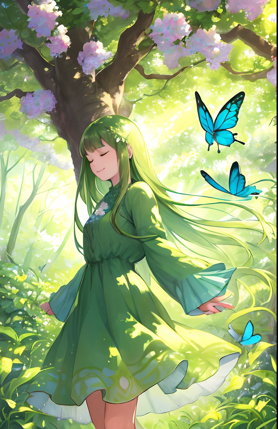 beautiful detailed eyes,lovely smile,green and blooming garden,nature-inspired colors,soft warm lighting,medium:oil painting,peaceful atmosphere,serene expression,light summer dress,gentle breeze,rays of sunlight filtering through the trees,whispering flowers,graceful posture,blissful ambiance,subtle shadows,dappled sunlight,joyful energy,lush vegetation,delicate petals,harmonious composition,subtle brushstrokes,vibrant color palette,tranquil surroundings,playful butterflies,sparkling dewdrops,swaying grass,whispering leaves,natural beauty,endless blossoms,ethereal atmosphere,majestic trees,serenity in motion,delicate fragrance,whispering birdsong,melodious harmony,dancing sunlight,effortless grace,peaceful retreat,everlasting beauty