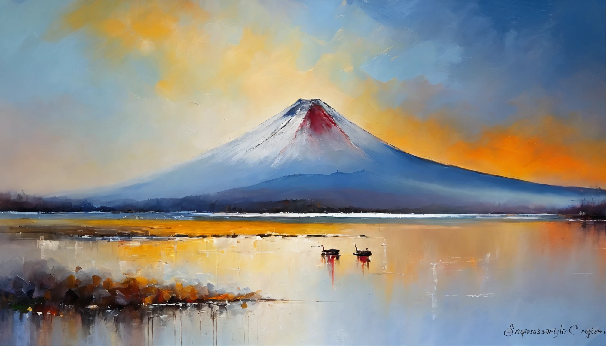 Mt fuji、morning glow、grand、Dynamic landscapes、midwinter、a picture、realisitic