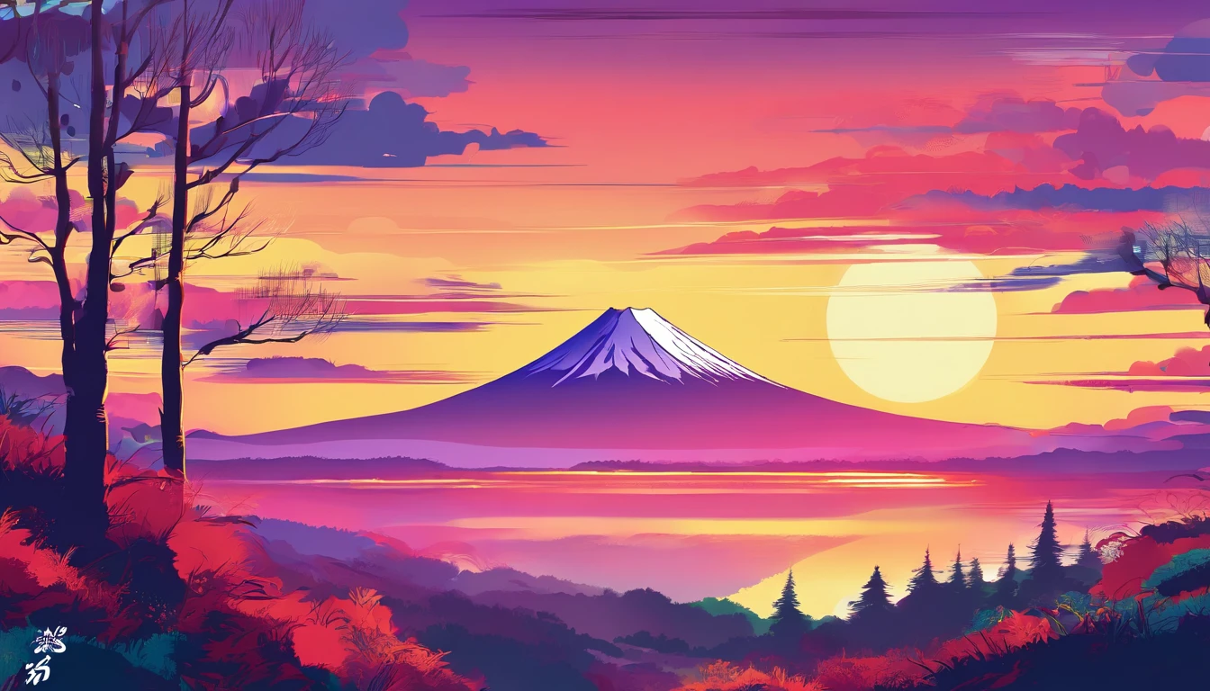 Mt fuji、morning glow、grand、Dynamic landscapes、midwinter、a picture、realisitic