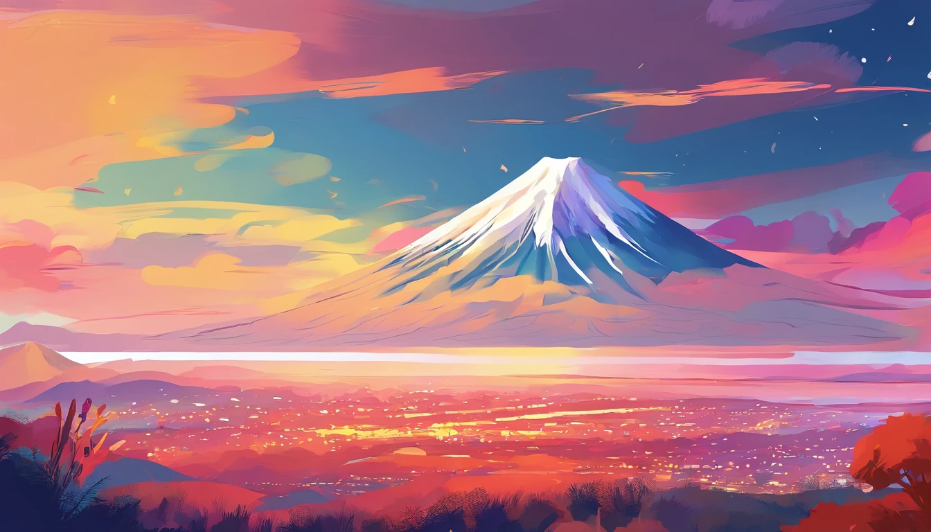 Mt fuji、morning glow、grand、Dynamic landscapes、midwinter、a picture、realisitic