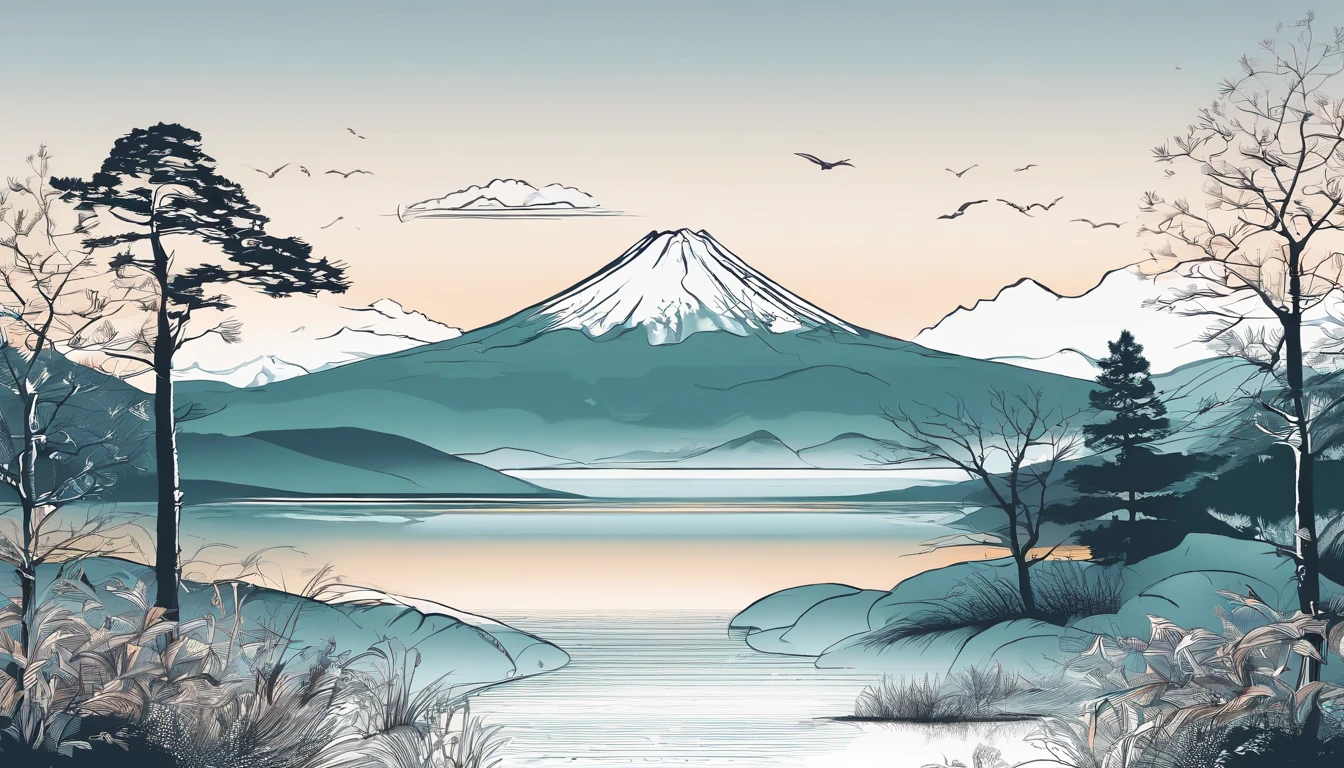 Mt fuji、morning glow、grand、Dynamic landscapes、midwinter、a picture、realisitic