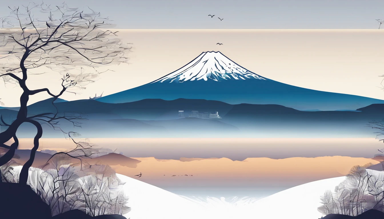 Mt fuji、morning glow、grand、Dynamic landscapes、midwinter、a picture、realisitic