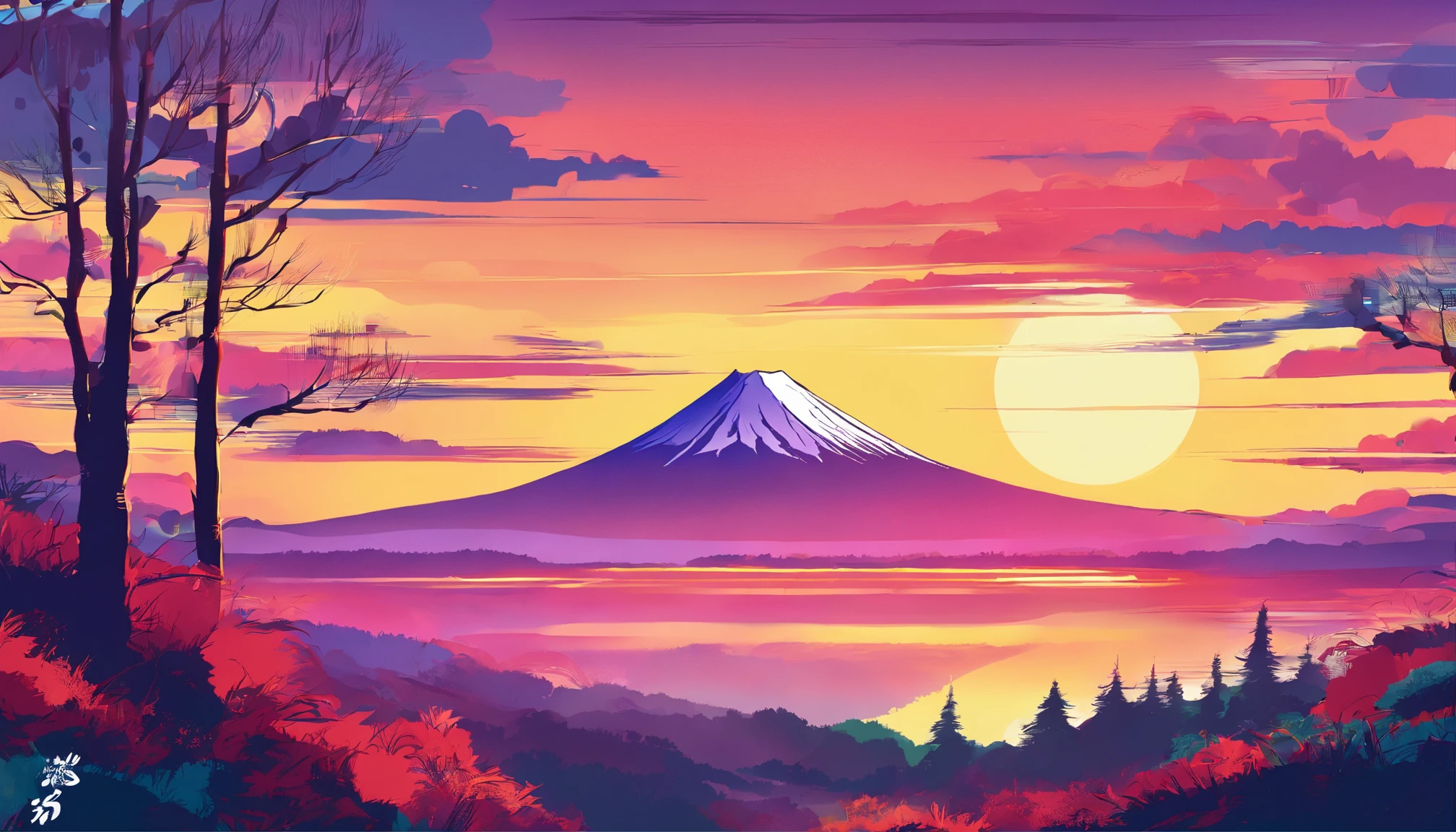 Mt fuji、morning glow、grand、Dynamic landscapes、midwinter、a picture、realisitic
