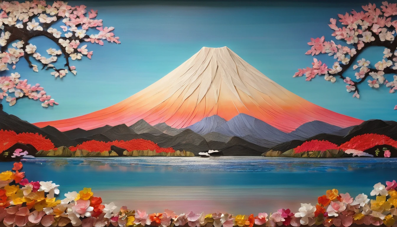 Mt fuji、morning glow、grand、Dynamic landscapes、midwinter、a picture、realisitic