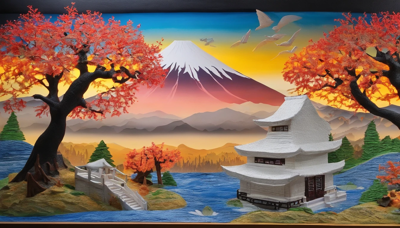 Mt fuji、morning glow、grand、Dynamic landscapes、midwinter、a picture、realisitic
