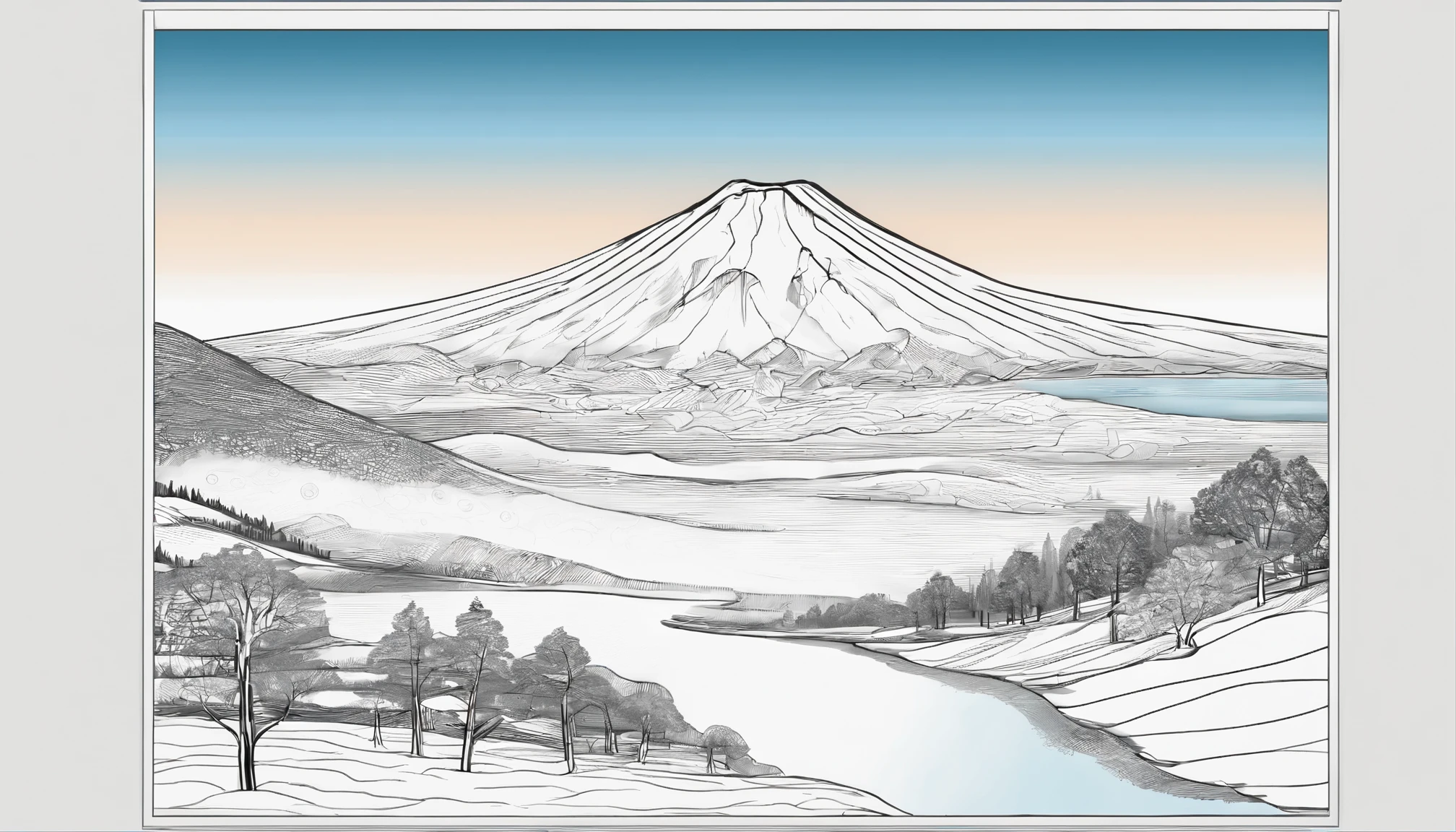 Mt fuji、morning glow、grand、Dynamic landscapes、midwinter、a picture、realisitic