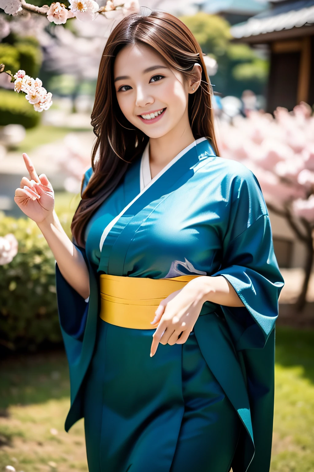Add a motion blur effect to simulate motion,hight resolution,Girls Elegant Kimono,Floral kimono on shiny fabric,Ponytail,flying hair,extremely delicate and beautiful face,Cherry Blossom Hair Ornament,Dance a fierce Japan dance at,Under the cherry blossoms with fluttering petals,Spread your arms、Place one hand in front of you,Beautiful hands,Beautiful Finger,Full body shot,Glossy light brown and orange striped shorthair,Cute smile,Perfect round face,A cheerful smile that makes the viewer happy,Proper body proportion,Beautiful hands,Beautiful fingers,Detailed finger features,detailed clothes features,Detailed hair features,detailed facial features,
information