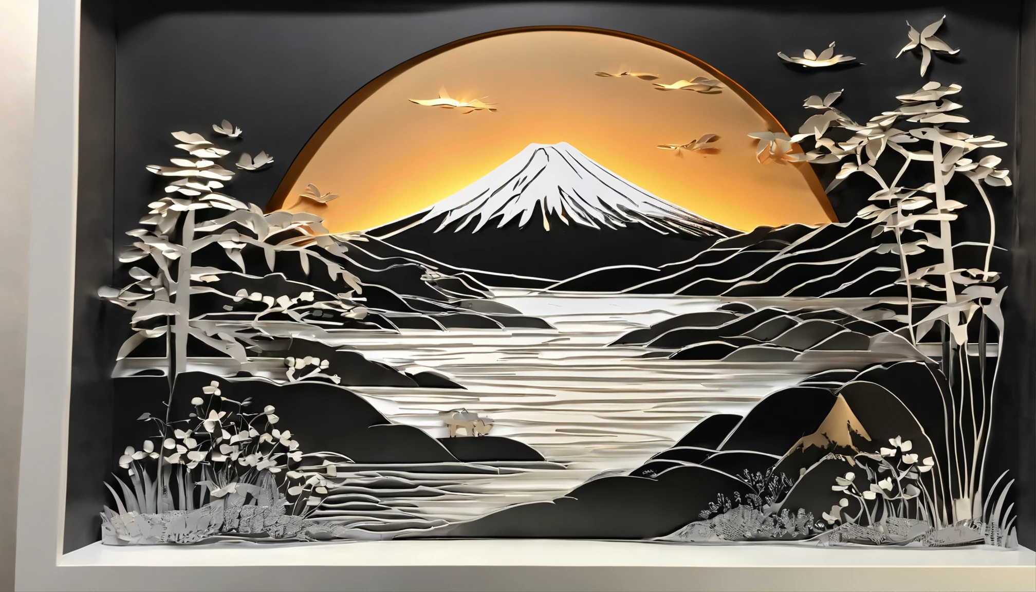 Mt fuji、morning glow、grand、Dynamic landscapes、midwinter、a picture、realisitic