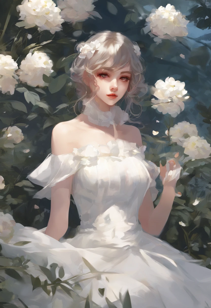 anime girl in a white dress holding a flower in a garden, beautiful anime artwork, beautiful anime art, guweiz on pixiv artstation, guweiz on artstation pixiv, beautiful anime, by Yang J, a beautiful artwork illustration, beautiful anime portrait, artwork in the style of guweiz, anime fantasy artwork, anime art wallpaper 4 k