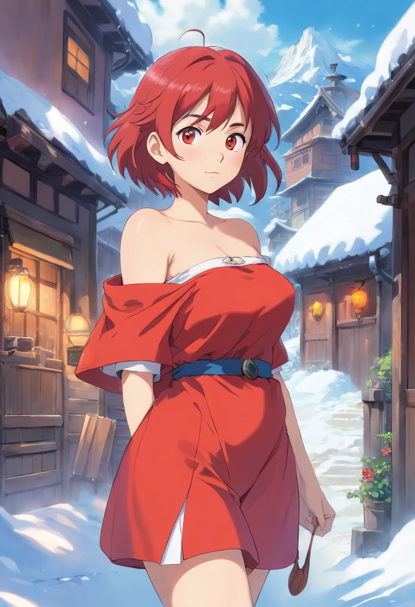 .(nude, naked, 1girl, solo, ,large breasts ) ,yunyun, crown braid, hair ornament, hair bow, brown hair, red eyes,　nipple,  flooding、Abandoned amusement park、fire、heavy snowfall、frozen、 file, crying ,flooding、abandoned hospital、fire、heavy snowfall、frozen、 、whole body