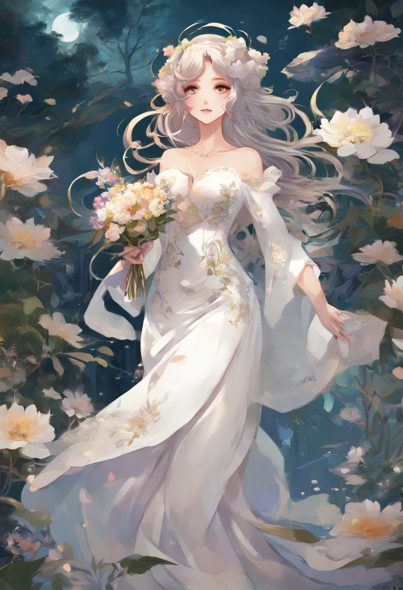 anime girl in a white dress holding a flower in a garden, beautiful anime artwork, beautiful anime art, guweiz on pixiv artstation, guweiz on artstation pixiv, beautiful anime, by Yang J, a beautiful artwork illustration, beautiful anime portrait, artwork in the style of guweiz, anime fantasy artwork, anime art wallpaper 4 k