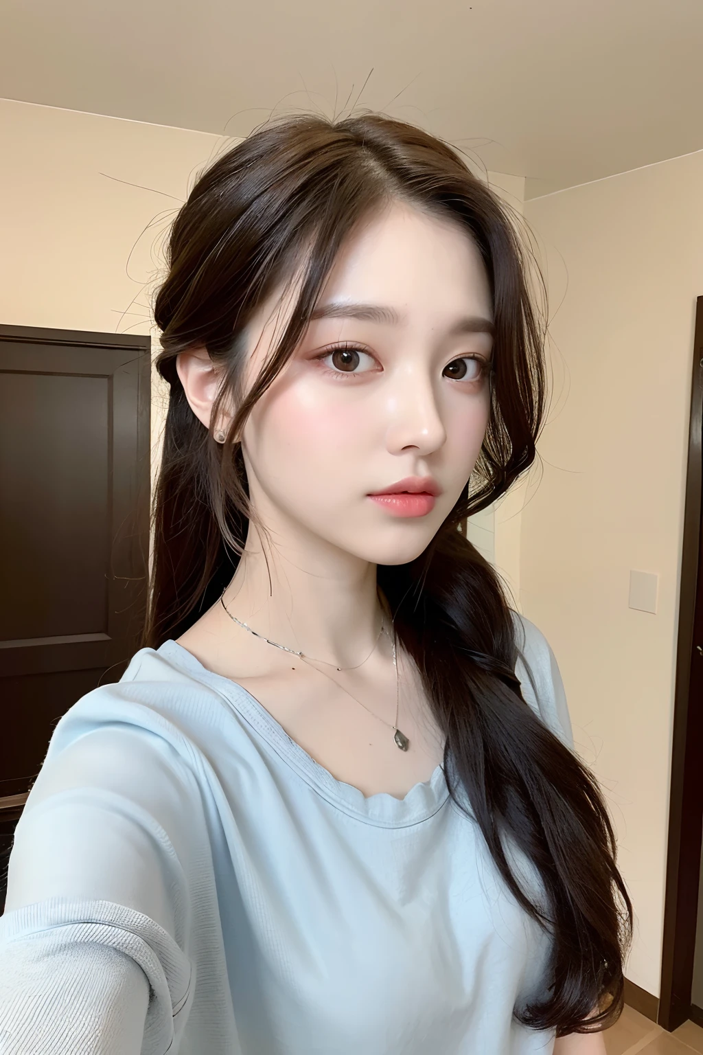 ((Best quality, 8k, Masterpiece :1.3)), 1girl,(random hairstyles), Casual outfit :1.2, Indoor, Ultra-detailed face, Detailed eyes, Double eyelid