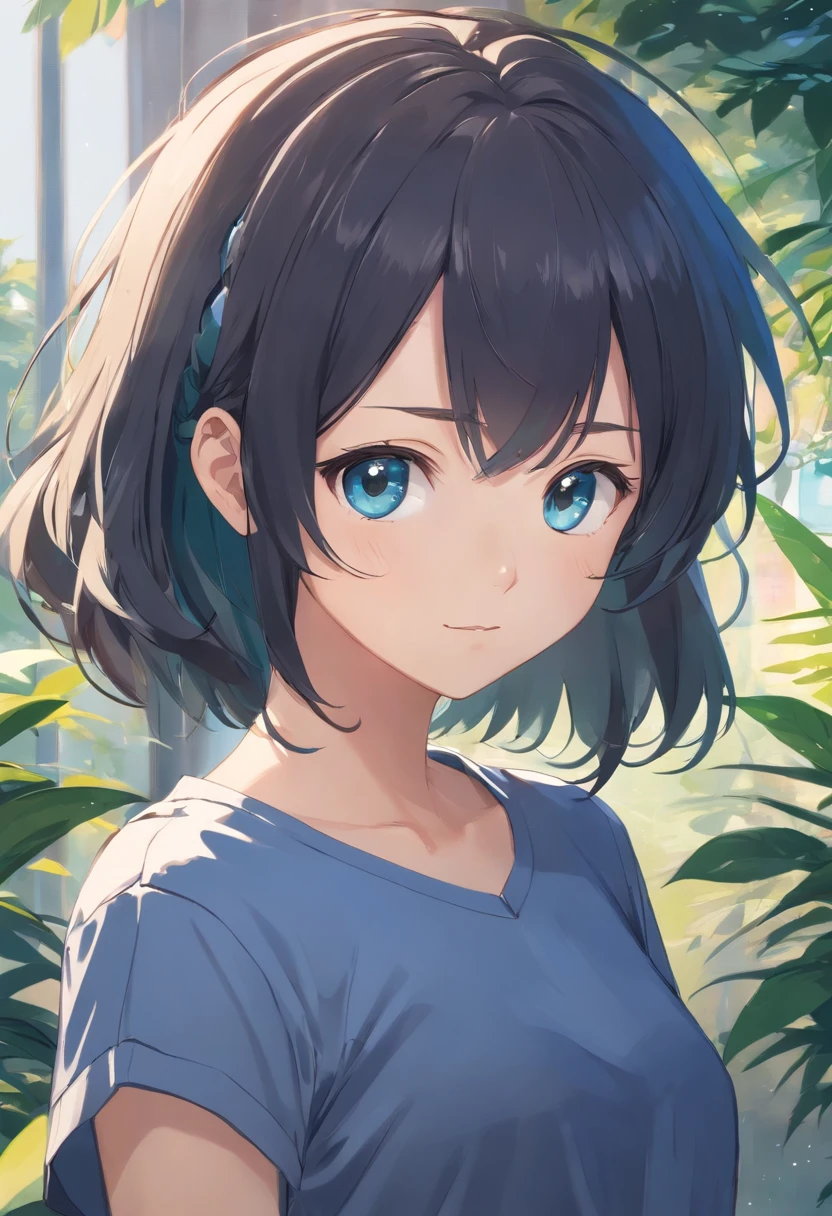 um desenho de uma menina com um cabelo preto e uma camisa listrada, anime moe artstyle, sombreamento estilo anime plano, retrato estilo anime, estilo de anime limpo e detalhado, em estilo anime, desenho estilo anime, estilo anime semi-realista, Fubuki, black and white manga style, Retrato anime de Shiina Ringo, Retrato de uma garota de anime, retrato anime