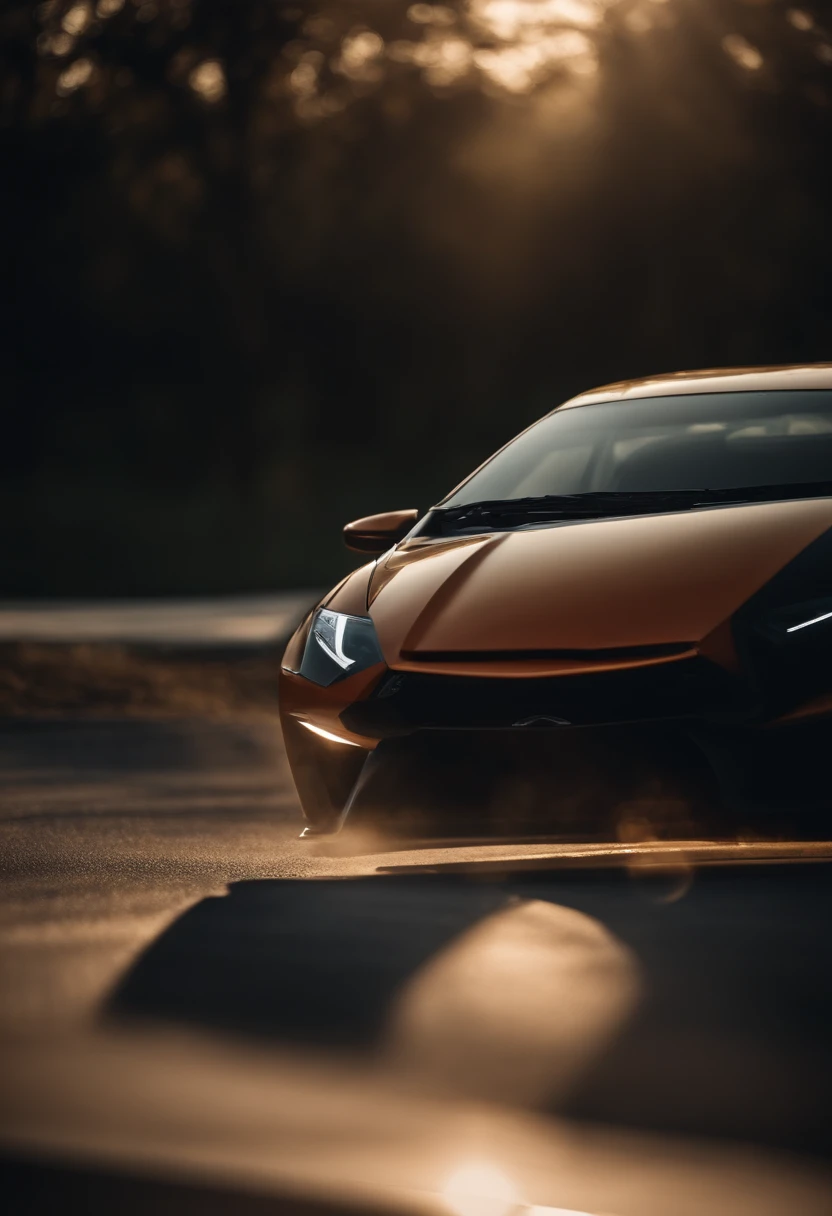 um milionario com 5 carros esportivos de luxo com sol se pondo ao fundo