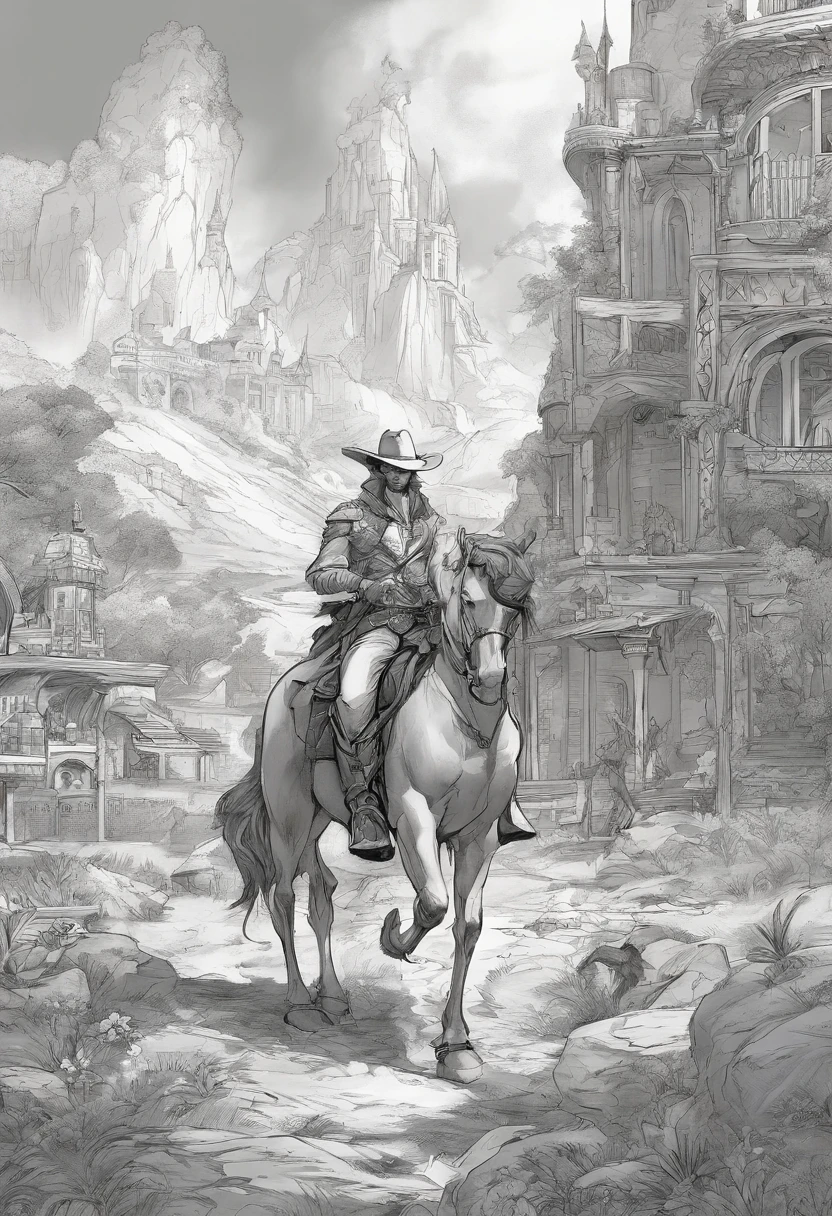 tiroteio em uma cidade cowboy, faroeste, homem atirando com revolver, cassas de madeiras ao fundo. preto e branco,tons de cinza,Graycale, monocromatic, estilo John Buscema, arte TEX,