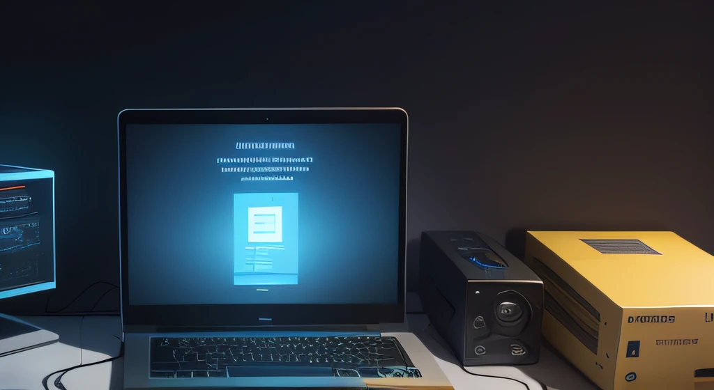a computer with warning from government on the screen