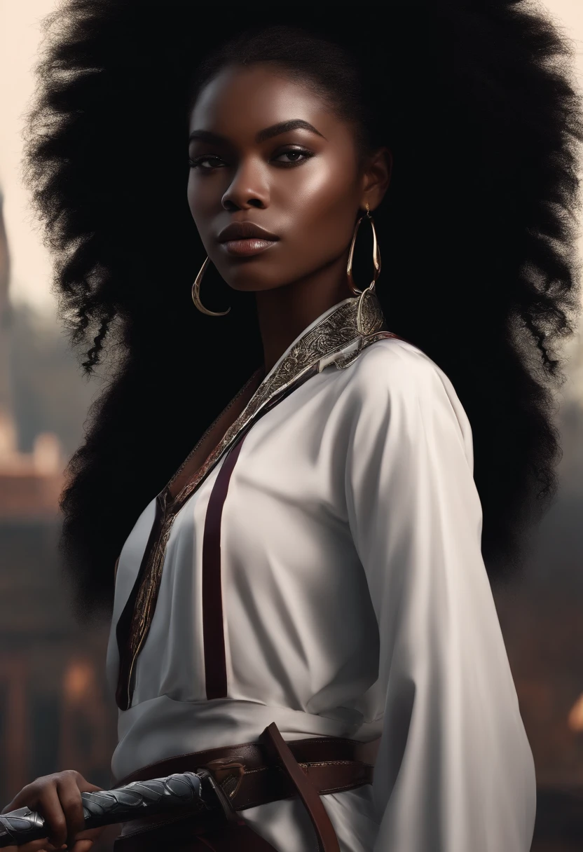 , agente da CIA, pele negra, cabelos afro, katana na cintura