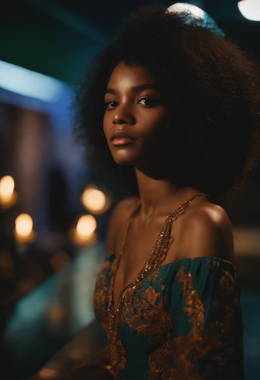 menina de 15 anos, agente da CIA, pele negra, cabelos afro, katana na cintura