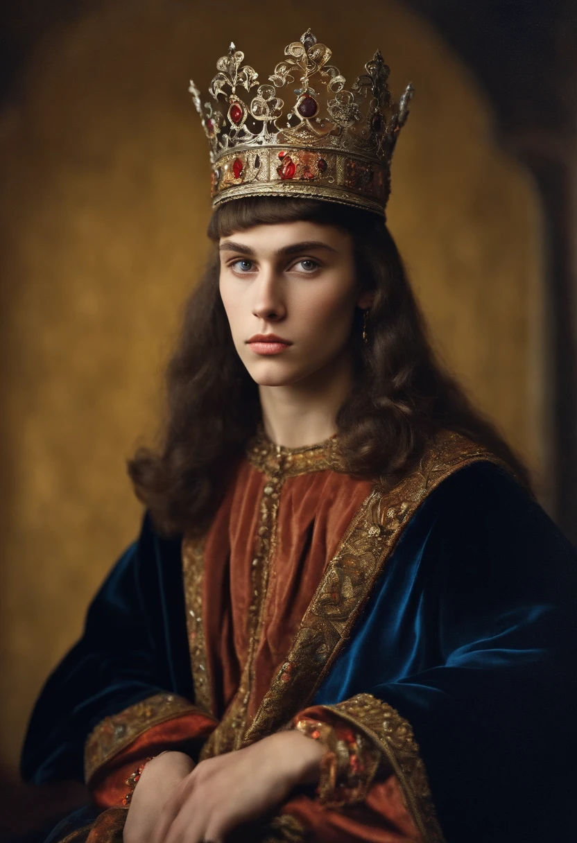 Ivan the Terrible at the age of 16 without a beard, with a crown on her head