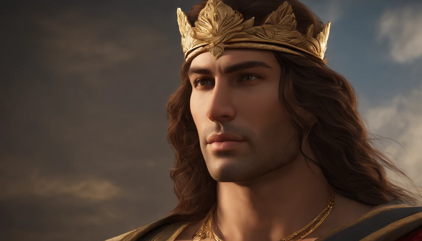 best quality,4k,ultra-detailed, realistic king in native armor,ancient civilizations, Strength and honor, intricately designed crown on head, historical accuracy, battle scars, muscular physique, heroic poses, ancient warrior culture, vibrant colors, dramatic lighting , in royal robes, humbling before God, ultra-realistic
