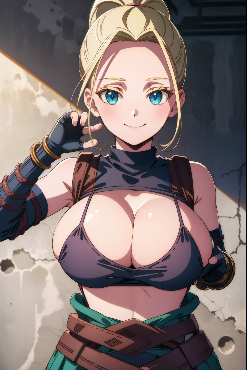 beatrixamerhauser, beatrix amerhauser, long hair, blue eyes, blonde hair, gloves, ponytail, (huge breast:1.2),
BREAK gloves, fingerless gloves,cleavage, micro bikini.
BREAK looking at viewer,
BREAK outdoors,
BREAK (masterpiece:1.2), best quality, high resolution, unity 8k wallpaper, (illustration:0.8), (beautiful detailed eyes:1.6), extremely detailed face smile, perfect lighting, extremely detailed CG, (perfect hands, perfect anatomy),