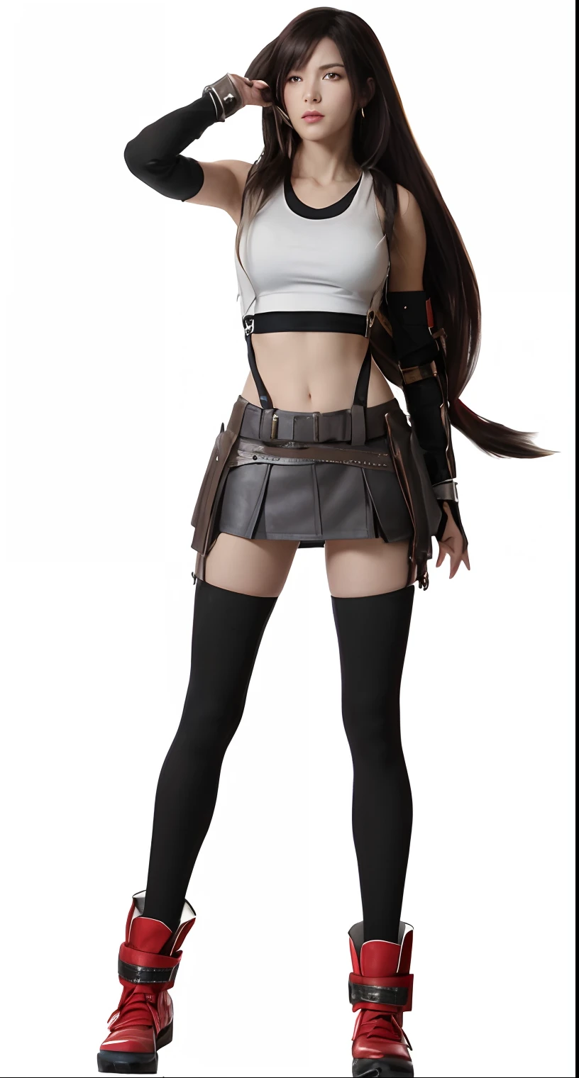 create the iconic character Tifa Lockhart is a beloved character from the popular video game series Final Fantasy, first introduced in Final Fantasy VII. She is a strong-willed and compassionate martial artist, known for her striking appearance with long, dark hair and a white tank top. Capture her sitting on a cliff looking up at the sky at the moon lit sky filled with stars, highly detailed, masterpiece, 8k, trending art, hall of fame,