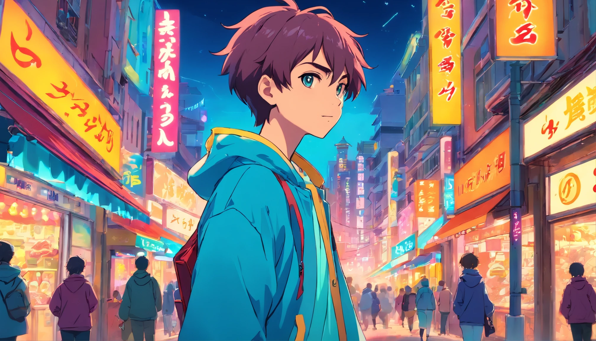 (A boy or teenager) with (headphones), (anime style), (walking in a busy town centre), (lofi boy), (anime vibes), (lofi art style), bright colors, vibrant atmosphere
(best quality,4k,8k,highres,masterpiece:1.2),ultra-detailed,(realistic,photorealistic,photo-realistic:1.37),(anime style:1.1),(headphones:1.1),(walking in a busy town centre:1.2),(lofi boy:1.2),(anime vibes:1.1),(lofi art style:1.1),bright colors,vibrant atmosphere,energetic background music, (busy streets:1.1),(crowded crowds:1.1),(colorful shops:1.1),(neon lights:1.1),(exciting atmosphere:1.1),(dynamic cityscape:1.1),(animated street scenes:1.1),(characters in various poses:1.1),(expressive facial features:1.1),(youthful energy:1.1),(hustle and bustle:1.1),(urban lifestyle:1.1),(joyful expressions:1.1),(fashionable attire:1.1),(street fashion:1.1),(trendy hairstyles:1.1),(lively colors:1.1),(music-themed decorations:1.1),(playful art style:1.1),(lofi music vibes:1.1),(dreamy ambiance:1.1),(nostalgic feel:1.1),(distinctive art style:1.1),(anime-inspired details:1.1),(energetic walk:1.1),(stylish headphones:1.1),(positive energy:1.1),(captivating city life:1.1),(energetic character poses:1.1),(multi-dimensional visual effect:1.1),(detailed background elements:1.1),(vivid street scenes:1.1),(exciting dynamic movements:1.1),(lively expressions:1.1),(colorful variety of shops:1.1),(sharp and vibrant colors:1.1),(filled with life:1.1),(fast-paced urban environment:1.1),(animated atmosphere:1.1),(inspired by Japanese anime:1.1),(unique artistic style:1.1),(unconventional perspectives:1.1),(energetic lighting:1.1),(immersive urban experience:1.1),(busy city noises:1.1),(dynamic energy flow:1.1),(animated fashion trends:1.1),(youth culture:1.1),(modern urban vibe:1.1),(stylish streetwear:1.1),(electric atmosphere:1.1),(eye-catching details:1.1)