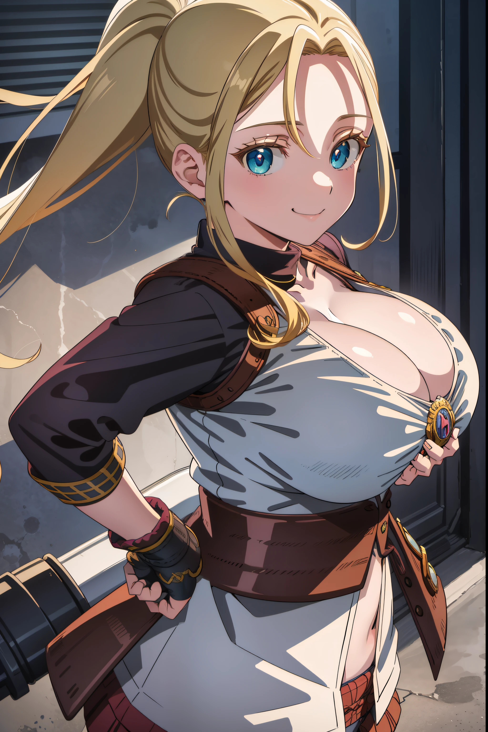 beatrixamerhauser, beatrix amerhauser, long hair, blue eyes, blonde hair, gloves, ponytail, (huge breast:1.2),
cleavage, micro bikini. 
BREAK looking at viewer,
BREAK outdoors,
BREAK (masterpiece:1.2), best quality, high resolution, unity 8k wallpaper, (illustration:0.8), (beautiful detailed eyes:1.6), extremely detailed face smile, perfect lighting, extremely detailed CG, (perfect hands, perfect anatomy),