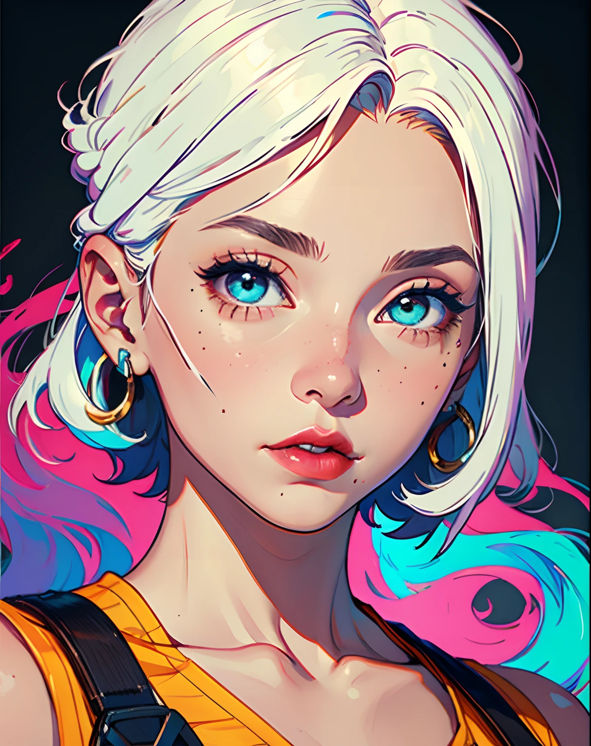 8k, solo, 1boy, solo, cabelo louro, , brincos pequeno, mole sob o olho, , joias, cabelo medio,, rosy lips , olhando para o espectador, pele colorida, retrato, realista, olhos azuis,