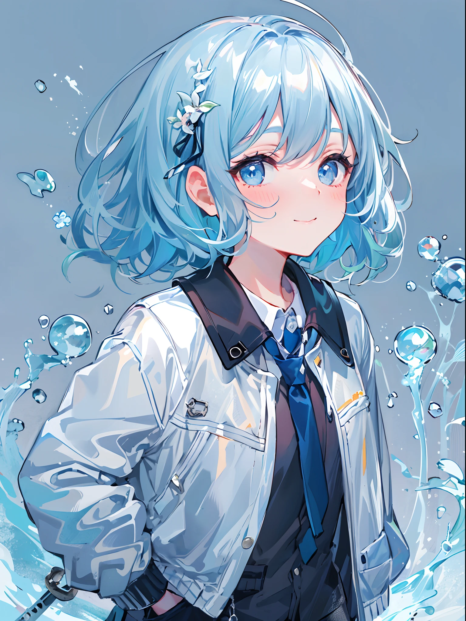 ((top-quality)), ((​masterpiece)), ((ultra-detailliert)), (extremely delicate and beautiful), girl with, 独奏, cold attitude,((Black jacket)),She is very(relax)with  the(Settled down)Looks,A dark-haired, depth of fields,evil smile,Bubble, under the water, Air bubble,bright light blue eyes,Inner color with light blue hair and dark blue tips,Cold background,Bob Hair - Linear Art, shortpants、knee high socks、White uniform like school uniform、Light blue ribbon ties、Clothes are sheer、Hands in pockets((top-quality)), ((​masterpiece)), ((ultra-detailliert)), (extremely delicate and beautiful), girl with, 独奏, cold attitude,((Black jacket)),She is very(relax)with  the(Settled down)Looks,A dark-haired, depth of fields,evil smile,Bubble, under the water, Air bubble,bright light blue eyes,Inner color with light blue hair and dark blue tips,Cold background,Bob Hair - Linear Art, shortpants、knee high socks、White uniform like school uniform、Light blue ribbon ties、Clothes are sheer、Hands in pockets((top-quality)), ((​masterpiece)), ((ultra-detailliert)), (extremely delicate and beautiful), girl with, 独奏, cold attitude,((Black jacket)),She is very(relax)with  the(Settled down)Looks,A dark-haired, depth of fields,evil smile,Bubble, under the water, Air bubble,bright light blue eyes,Inner color with light blue hair and dark blue tips,Cold background,Bob Hair - Linear Art, shortpants、knee high socks、White uniform like school uniform、Light blue ribbon ties、Clothes are sheer、Hands in pockets((top-quality)), ((​masterpiece)), ((ultra-detailliert)), (extremely delicate and beautiful), girl with, 独奏, cold attitude,((Black jacket)),She is very(relax)with  the(Settled down)Looks,A dark-haired, depth of fields,evil smile,Bubble, under the water, Air bubble,bright light blue eyes,Inner color with light blue hair and dark blue tips,Cold background,Bob Hair - Linear Art, shortpants、knee high socks、White uniform like school uniform、Light blue ribbon ties、Clothes are sheer、、chaina hair,Bun hair