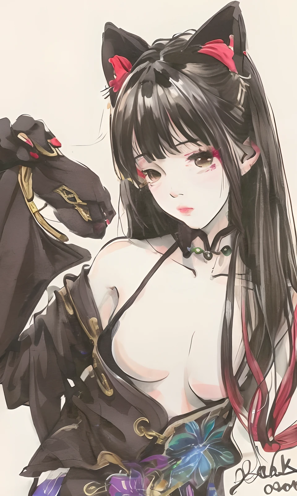 blacksilk,Split cheongsam