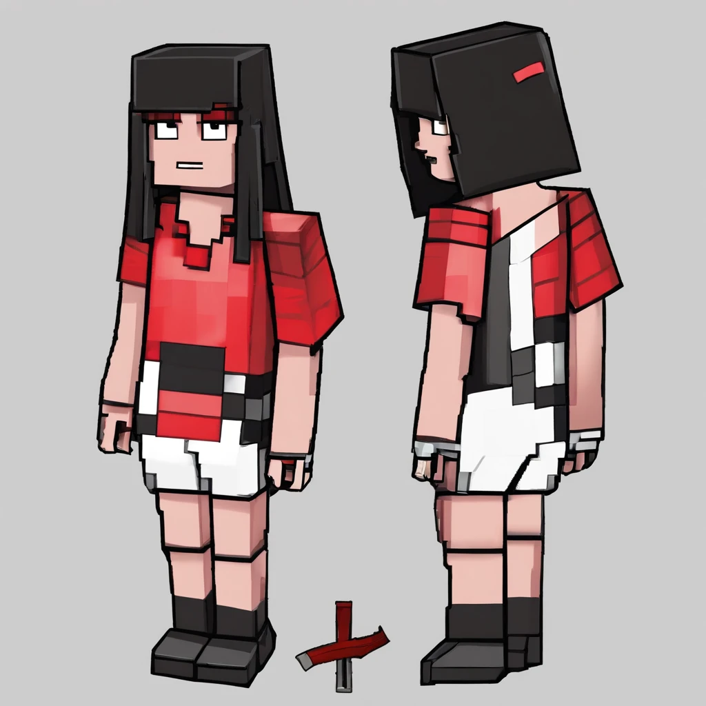 A lovely ten year old girl,Loose fit ladies sports top,Bare shoulders and navel,Loose fit sports shorts,perspire,Be red in the face
