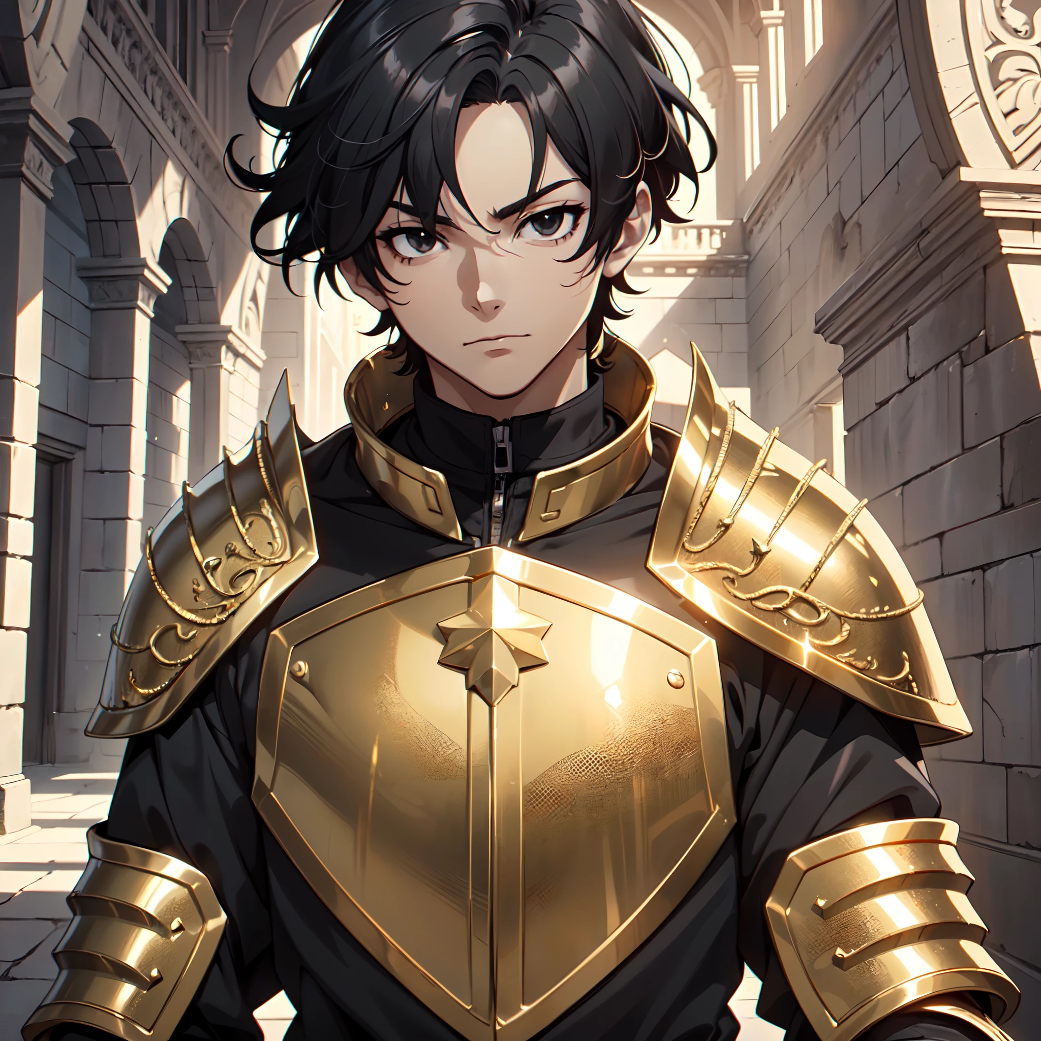 128K Ultra High Definition,
128K Ultra High Quality,
128K Ultra High Resolution,
Best Definition,
Best Quality,
Best Resolution,
Perfectly Detailed,
Perfectly Designed,
Extremely Detailed,
Extremely Designed,
Hyper Detailed,
Hyper Definition,
Hyper Quality,
Hyper Resolution,
Masterpiece,
(((Anime))),
Body Shot,
(((Boy))),
Handsome,
Muscular Body,
(((Black Short Hair))),
(((Black Eyes))),
(((Hyper Detailed & Perfectly Designed Gold Armor Plates))),
(((Hyper Detailed & Perfectly Designed Baron Armor))),
(((Inside Of Medieval Royal Palace Background Scenery))),