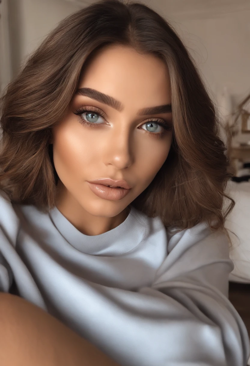 mulher arafed totalmente , Menina sexy com olhos castanhos, ultra realistic, meticulosamente detalhado, Retrato Sophie Mudd, cabelos castanhos e olhos grandes, selfie de uma jovem mulher, Olhos do quarto, Violeta Myers, sem maquiagem, maquiagem natural, Looking directly at the camera, Rosto com ArtGram, maquiagem sutil, Deslumbrante corpo inteiro, Dancing at the Club, medium to large bust, nua