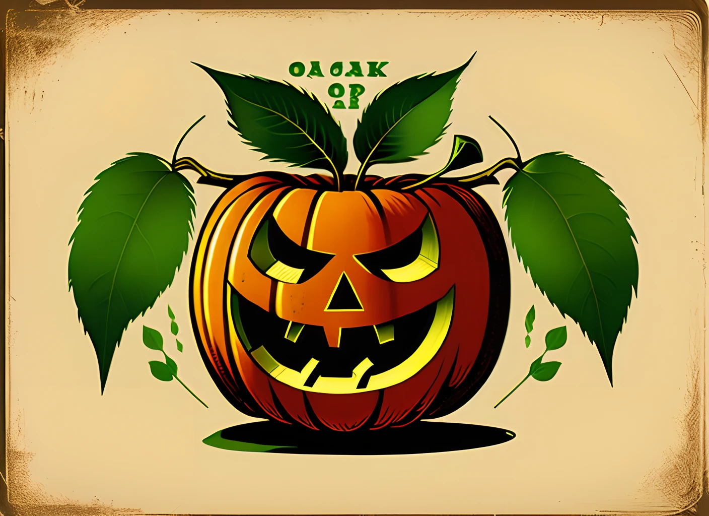 A logo image of a red apple with a twisted stem and a green leaf, the face of a scary jack o lantern and the words HalloWinchester 2023 in a spooky font drawn in a vintage woodcut style