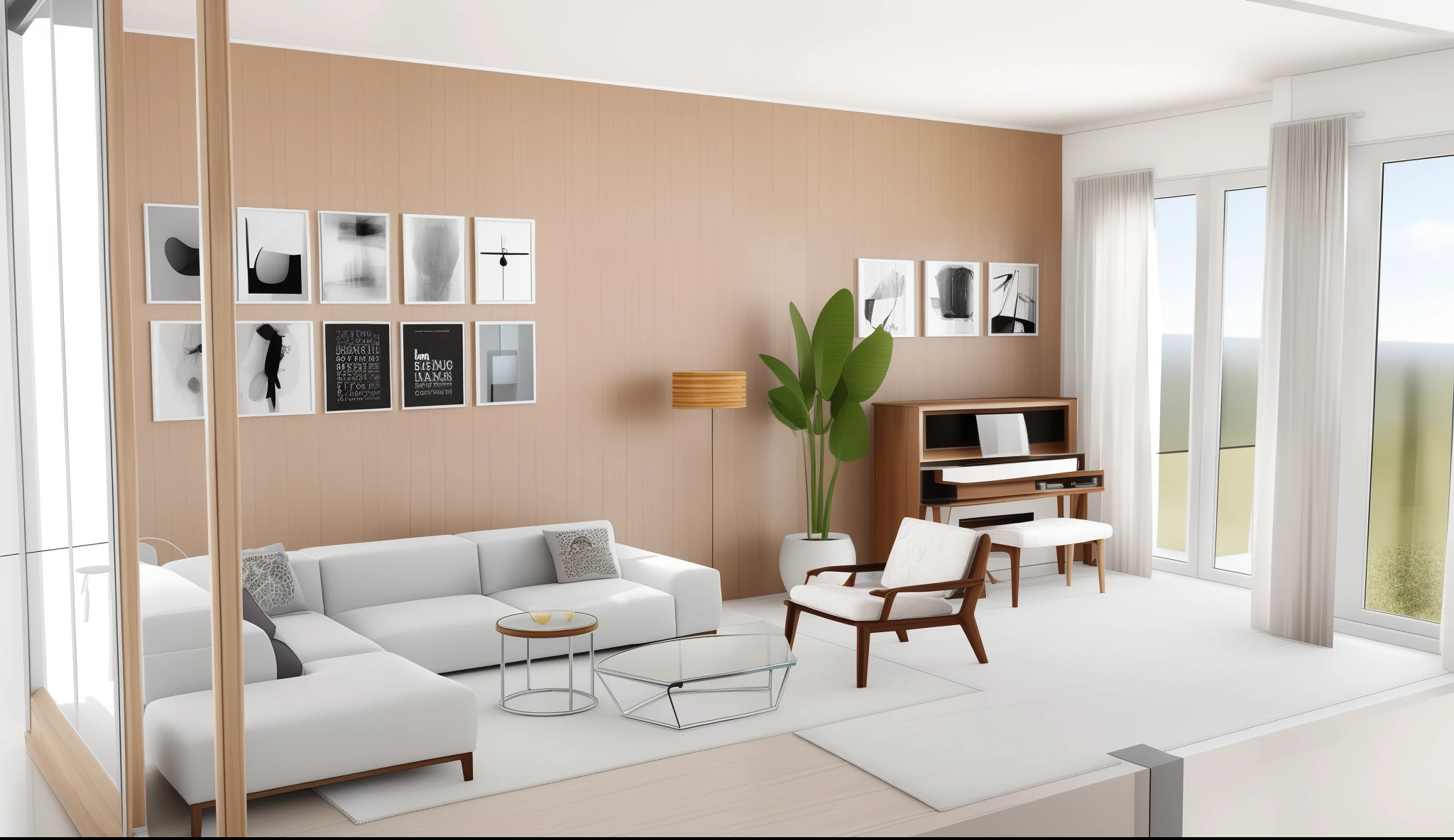 (( ultral realistic)) (( best quality)) modern living room,wood sofa, warm tone ,