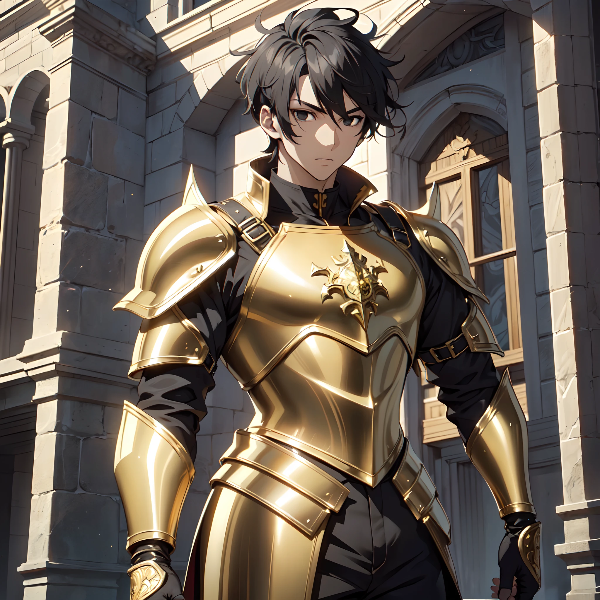 128K Ultra High Definition,
128K Ultra High Quality,
128K Ultra High Resolution,
Best Definition,
Best Quality,
Best Resolution,
Perfectly Detailed,
Perfectly Designed,
Extremely Detailed,
Extremely Designed,
Hyper Detailed,
Hyper Definition,
Hyper Quality,
Hyper Resolution,
Masterpiece,
(((Anime))),
Body Shot,
(((Boy))),
Handsome,
Muscular Body,
(((Black Short Hair))),
(((Black Eyes))),
(((Hyper Detailed & Perfectly Designed Gold Armor Plates))),
(((Hyper Detailed & Perfectly Designed Baron Armor))),
(((Inside Of Medieval Royal Palace Background Scenery))),
