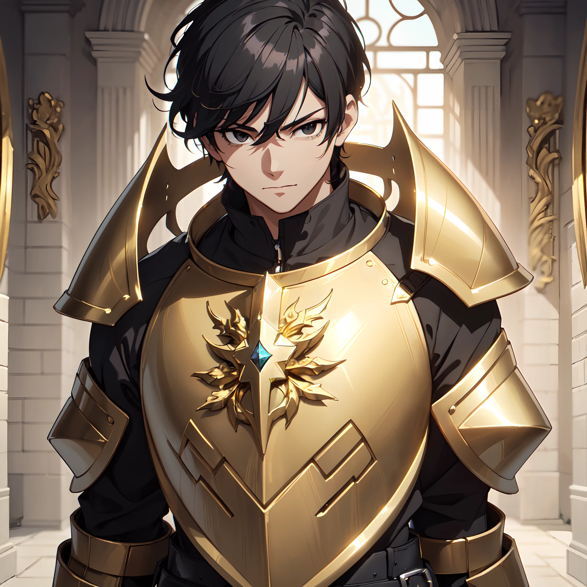 128K Ultra High Definition,
128K Ultra High Quality,
128K Ultra High Resolution,
Best Definition,
Best Quality,
Best Resolution,
Perfectly Detailed,
Perfectly Designed,
Extremely Detailed,
Extremely Designed,
Hyper Detailed,
Hyper Definition,
Hyper Quality,
Hyper Resolution,
Masterpiece,
(((Anime))),
Body Shot,
(((Boy))),
Handsome,
Muscular Body,
(((Black Short Hair))),
(((Black Eyes))),
(((Hyper Detailed & Perfectly Designed Gold Armor Plates))),
(((Hyper Detailed & Perfectly Designed Baron Armor))),
(((Inside Of Medieval Royal Palace Background Scenery))),