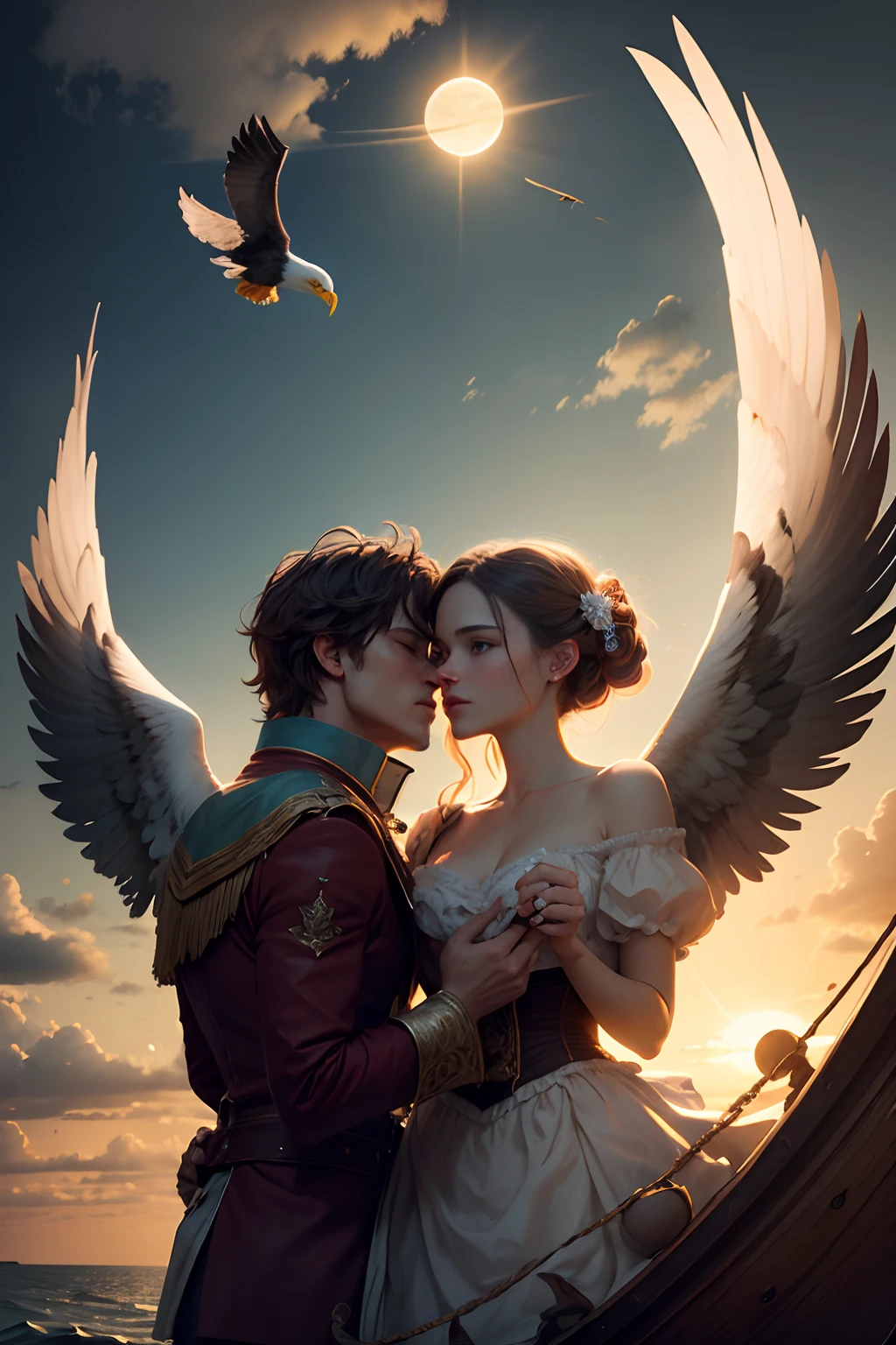 MY love must be as free
As is the eagle's wing,
Hovering o'er land and sea
And every thing.
I must not dim my eye
In thy saloon,
I must not leave my sky
And nightly moon.
Be not the fowler's net
Which stays my flight,
And craftily is set
T' allure the sight,
But be the favoring gale
That bears me on,
And still doth fill my sail
When thou art gone.
I cannot leave my sky
For thy caprice,
True love would soar as high
As heaven is.
The eagle would not brook
Her mate thus won,
Who trained his eye to look
Beneath the sun.
