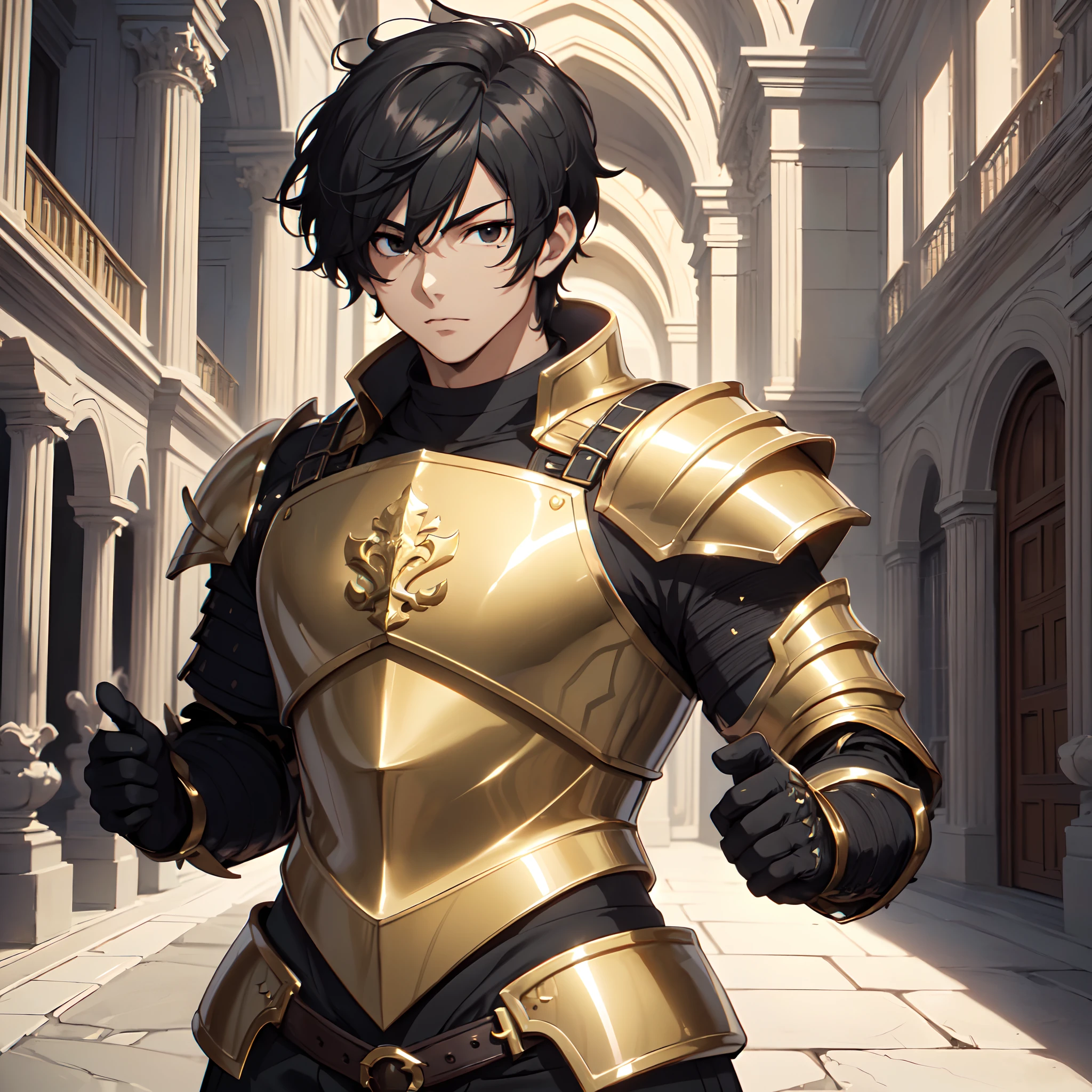 128K Ultra High Definition,
128K Ultra High Quality,
128K Ultra High Resolution,
Best Definition,
Best Quality,
Best Resolution,
Perfectly Detailed,
Perfectly Designed,
Extremely Detailed,
Extremely Designed,
Hyper Detailed,
Hyper Definition,
Hyper Quality,
Hyper Resolution,
Masterpiece,
(((Anime))),
Body Shot,
(((Boy))),
Handsome,
Muscular Body,
(((Black Short Hair))),
(((Black Eyes))),
(((Hyper Detailed & Perfectly Designed Gold Armor Plates))),
(((Hyper Detailed & Perfectly Designed Baron Armor))),
(((Inside Of Medieval Royal Palace Background Scenery))),